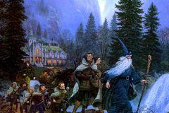 The Fellowship Leaving Rivendell, by Ted Nasmith